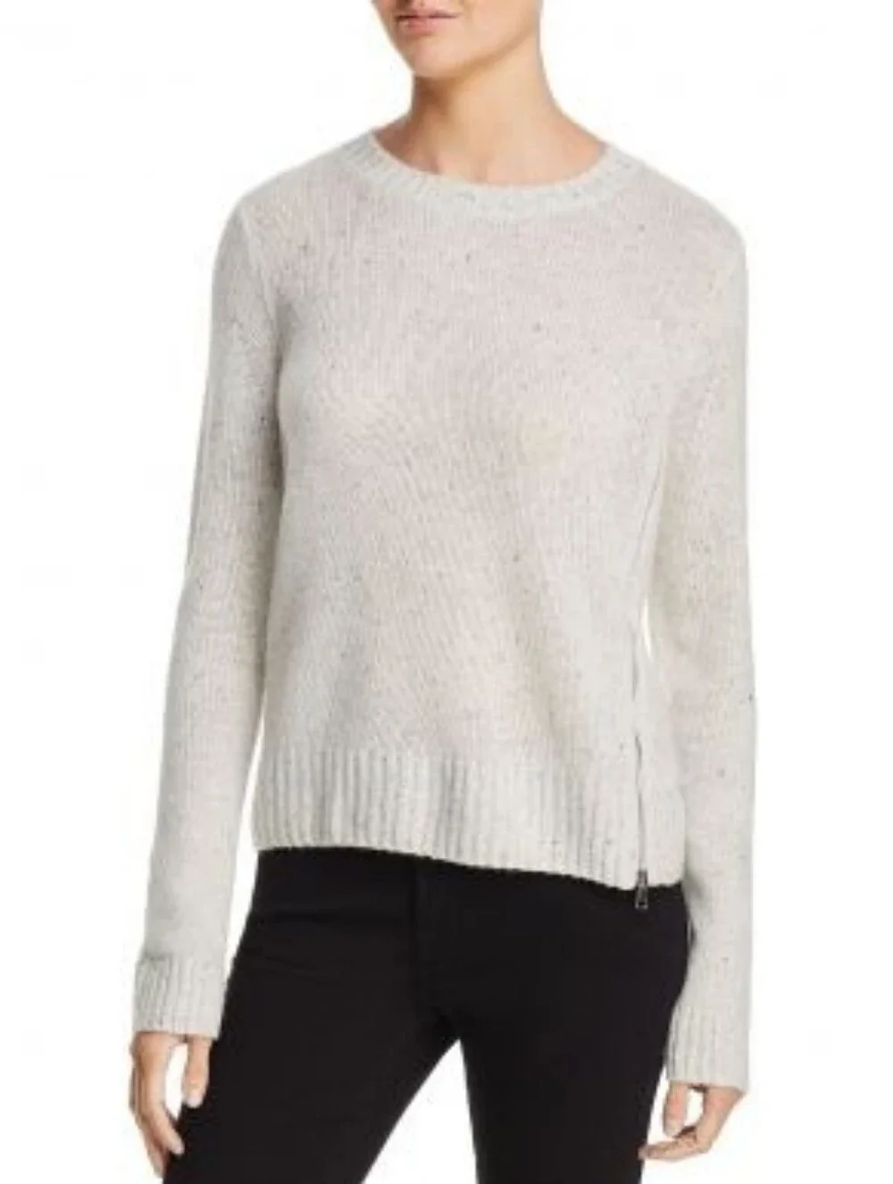 100% Cashmere AQUA Zip Detail Donegal Crewneck Sweater - Medium - Picture 4 of 6
